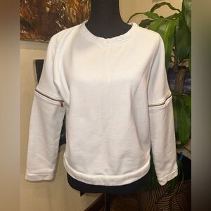 EUC LIME & Vine white long sleeve/ short sleeve zip out sweater scoop neck SZ M